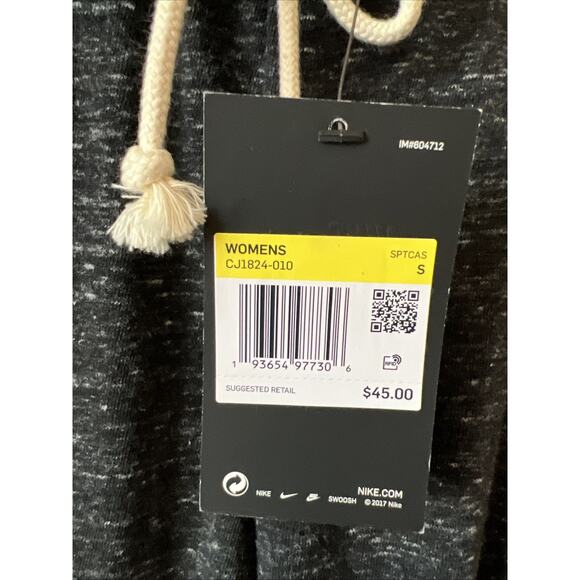 Nike Sportswear Gym Vintage Pants Women S Black Capri Jogger Organic Cotton NWT - Picture 5 of 11